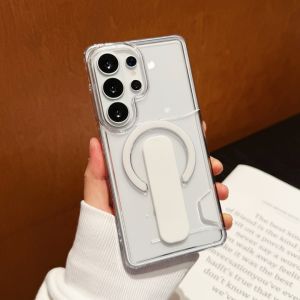 Credit Card Holder Slot Clear Acrylic Case For Samsung Galaxy S26 S25 S24 Ultra Plus For Magsafe Magnetic Charging Bracket Cover