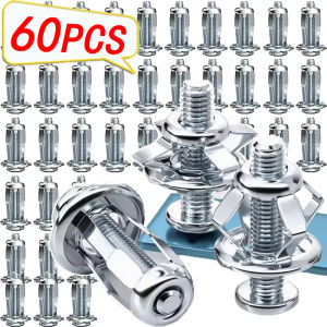 60 ชิ้นกลีบหมุดล็อคน็อตพร้อมชุดสกรูขยายโลหะน็อตหมุดแผงป้ายทะเบียนคลิปล็อคแจ็คอ่อนนุชยึดผนังM4 M5 M6 M85