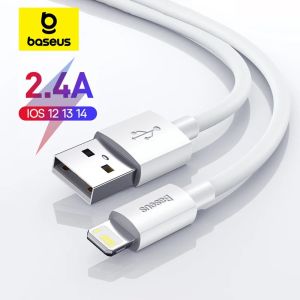 BASEUS | Baseus 2.4A USB Cable 2 PCs for iPhone 11 12 13 14 Pro 8 X Xr Fast Charging USB Cable Data Sync Cable Phone Charger Wire