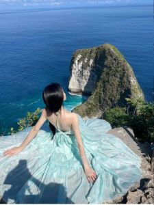 Seaside Photograph Super-Fairy Spaghetti-Strap Dress Yunnan Sanya Travel First Date Wear Long Dress Vacation Open Back Fairy Dress