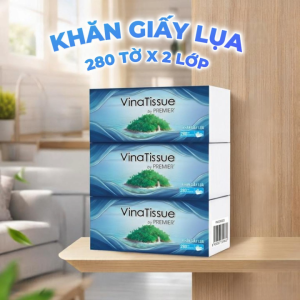 [COMBO 6 GÓI] Khăn giấy lụa đa năng PREMIER VinaTissue 2 lớp – 100% bột giấy nguyên sinh không chất tẩy 280 tờ/gói – Chính hãng