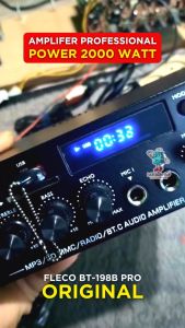 Amplifier Power 2000 Watt Full Bass Fleco BT-198B PRO Audio Penguat Suara Full Bass Treble Echo | Ampli ORIGINAL FLECO 2000W Power Amplifier Bluetooth Karaoke + Mp3 player + FM Radio + USB
