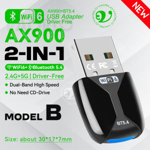 AX900 WIFI6 USB Adapter 2 IN 1 Bluetooth 5.4 Dual Band 2.4G&5G 900Mbps WiFi 6 802.11AX Mini Wireless Card Receiver For WIN 10/11