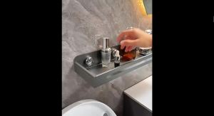 Wall Mount Bathroom Rack Bathroom Shelf Toilet Stainless Steel No Drill Hanging Rack Bathroom Organizer Hang for Kitchen Sink