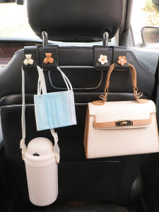 Car Seat Back Hooks Female Style Miu Bear Cartoon Hidden Multi-Functional Cute Car Hooks ABS Rotatable Storage Accessories