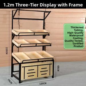 Multi-functional Fruit and Vegetable Display Rack Steel and Wood