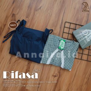RIFASA & MOSA SET - SETELAN OVERAL BAHAN TOYOBO / LINEN KOTAK DENGAN INNER BAHAN FLANNEL / RAYON KEKINIAN SERTA MODELNYA YANG CANTIK BY ANNAIRA.ID