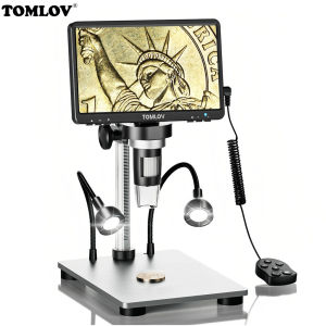 TOMLOV DM9 7-Inch 1080P LCD Digital Microscope With Wired Remote 1200x Magnification Handheld Microscope With Video Recorder For Coin Outdoor Observation Pcb Repair