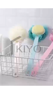 KIYO Sikat Badan Punggung Mandi Spons Puff Penggosok Badan Gagang Panjang Sikat Mandi 2 Sisi Spon dan Bulu Lembut