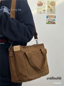 กระเป๋าผ้าใบทรง Tote Bag ความจุขนาดใหญ่สำหรับเดินทางและไปโรงเรียน กระเป๋าสะพายไหล่แบบลำลองสำหรับผู้หญิง สไตล์ญี่ปุ่น INS กระเป๋าหนังสือ