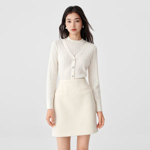 Koradior | Floral Fake Two-Piece Wool Knit Sweater