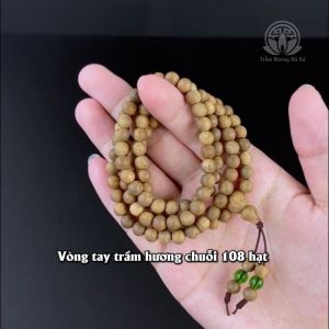 Vòng tay trầm hương chuỗi 108 hạt râu mix đá màu mệnh kim mộc thủy hỏa thổ Trầm Hương Hà Xá