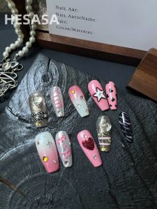 Hand-Painted Y2K Sweet Cool Style Mid-Length Wearable Nails Designer Unique Small Audience BawloLoli Pure Handmade False Nails