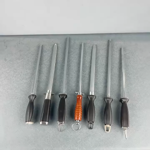 Batang Penajam Baja Tahan Karat 12in Gagang Kayu Oval Asahan Pisau