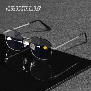 CRIXALIS Photochromic Square Sunglasses For Women Men Metal Frame Design Decoration Daily Life Sunshine Glasses UV400 Shade
