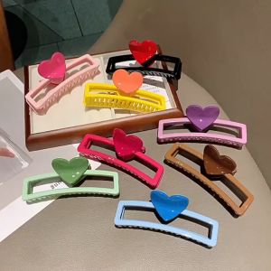 Heart Square Large Grab Hairclip Candy-Colored Hair Clamp Women Hairclip Casual Clip