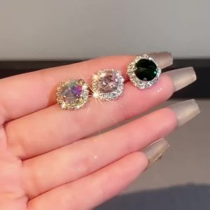 Inlaid Rhinestone Square Zircon Necklace Earring Set for Women Light Luxury Choker Necklace Commuter New Year Red Jewelry Sets