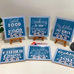 Hiasan Dinding Kitchen Dapur White&Blue Set Isi 6 (20x20 cm)