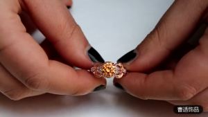 Huitan Luxury Rose Gold Color Flower Ring Zircon Inlaid Accessories Female Engagement Wedding Jewelry Ring For  Dropshipping