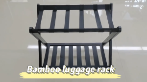 68 * 40 * 58cm high-quality bamboo luggage rack foldable luggage rack hotel bedroom luggage rack black storage rack