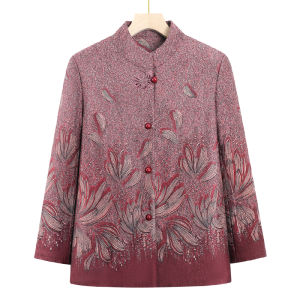 Middle-Aged and Elderly Spring and Autumn Womens Coat Grandma New Arrival 60 Years Old 70 Women Fall and Winter Fleece-lined Ladieswear Loose Clothes