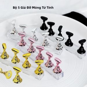 Bộ Giá Đỡ Móng Tay Từ Tính Đế Acrylic Pha Lê Giá Đỡ Tập Luyện Cho Móng Giả Kệ Trưng Bày Nail Art Cho Salon Và Làm Tại Nhà