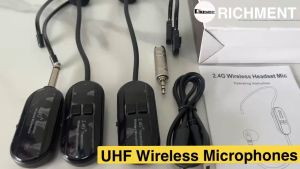 【✅SG SELLER RICHMENT✅】3 In 1 & 2 In 1 2.4G UHF Dual Wireless Microphones Wireless Headset Handheld Head-Wear Microphone 160 ft(50M) Range for Voice Amplifier Stage Speakers Teacher Tour Guides Fitness Instructor Wireless Microphone System for 2People