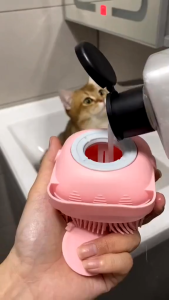 SIKAT MANDI KUCING ANJING SISIR GROOMING KUCING ANJING SILICON LEMBUT PERAWATAN BULU