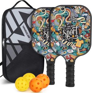 Pickleball Paddles USAPA Approved Composite Pickleball Set of 2 Pickleball Rackets with 4 Pickleballs Balls Pickleball Bag Pickle Ball Paddle Gifts for Women Men Kids Beginners