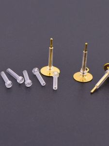 ปลอกป้องกันอุปกรณ์ DIY เครื่องประดับหูแบบซิลิโคนพลาสติกโปร่งใสไร้ร่องรอยปลอกป้องกันอุปกรณ์สำหรับจี้หูแบบไม่แพ้