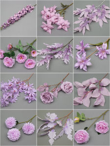 Purple Wedding Decorative Artificial Flowers Silk Flowers for Stage Arrangement Ceiling Hanging Flowers Mixed Style Roses Lilies