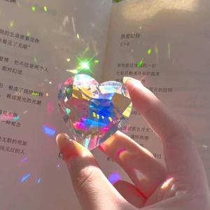 Sun Catcher Prism Mirror Color Heart Light Cube Glass Refraction Colorful Light Transmission Crystal Ball Decoration