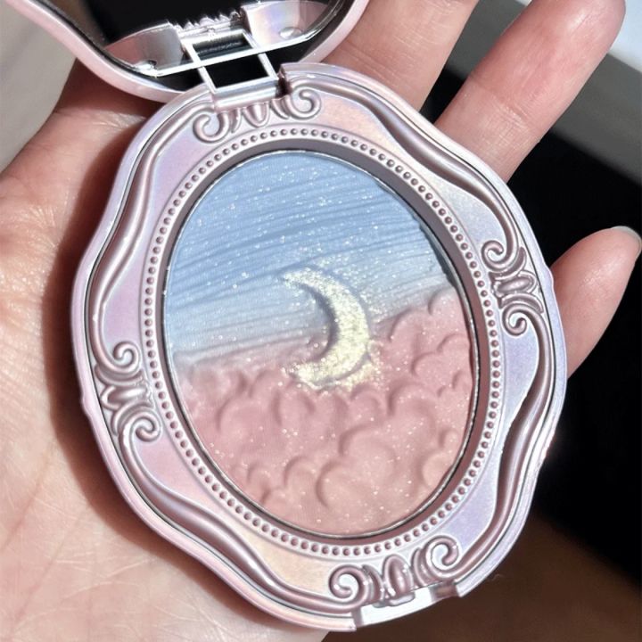 Colorrose Embossed Powder Blusher Matte Gradient Shimmer Blue Pink Natural Girlish Makeup Blush Pearlescent Highlight Cheek