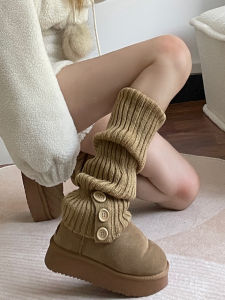 อุ่น ถัก ถุงเท้าถึงกลางน่อง ถุงเท้า ผู้หญิง ฤดูใบไม้ร่วง ฤดูหนาว หนาขึ้น ขา อุ่น Ers น่ารัก ลายทาง ลาย หวาน สไตล์ Essential ฤดูหนาว ถุงเท้า