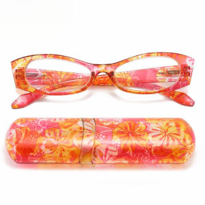 Portable Color Printed Reading Glasses with Glasses Case Presbyopia Glasses for Middle-aged and Elderly People