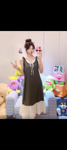 𝐒𝐎𝐔𝐉𝐈🇲🇾【𝐑𝐞𝐚𝐝𝐲 𝐒𝐭𝐨𝐜𝐤】Bow-tie slip dress with padded bra / Loungewear