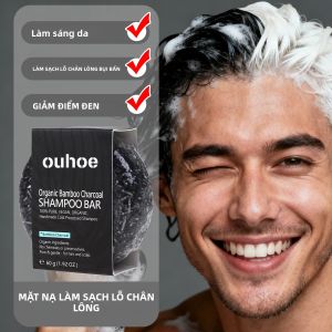Xà Phòng Gội Đầu Than Tre OUHOE 60g Dành Cho Mọi Loại Tóc Làm Sạch Tóc Đen Bóng Không Nhờn Tạo Bọt Nhiều Làm Tươi Mát Tóc Tốt Cho Sức Khỏe Tóc