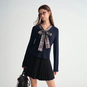 DUSHU | Plaid Sweet Knit Cardigan