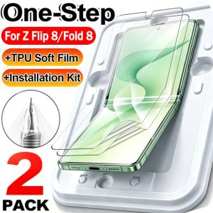 2Sets High Elasticity TPU Flexible Film with Easy Install Box Kit for Samsung Galaxy Z Fold 8 Ultra Flip 8 Premium Soft Inner Screen Protector