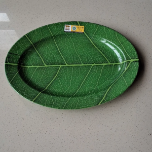 Piring Oval Daun 10" Leaf Motif Melamine - Golden Dragon P0310D