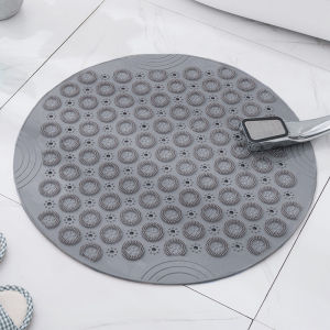 Bathroom Mat Anti-slip Sucker Round PVC Bath Mat with Drain Hole Silicone Bathing Rugs Foot Massage Pad Bathtub Soft Shower Mat