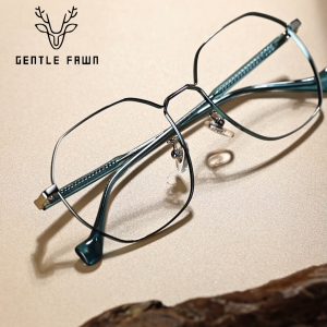 Gentle Fawn Frame Kacamata Lensa Plano Bisa Minus Bentuk Kotak Bahan Metal Kuat Kokoh Trendy Fashion 66456