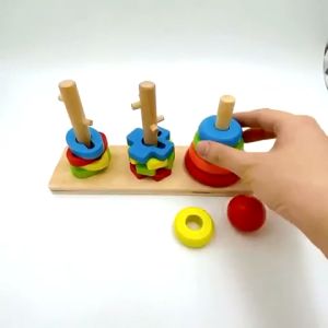 Đồ chơi thả hình khối 3 cột xếp chồng thông minh đồ chơi thả hình tháp xếp chồng rèn luyện đôi tay và trí óc cho bé