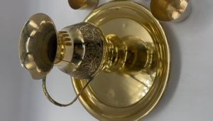 Miniature Drinkware Set show pieces|Traditional Handcrafted Brass | Brass Jug and Glasses with Plate Minimature Kitchen Set for kids |show pieceJug Tray & Glasses Set of 6 Pcs | Gold Color (Pack of 1 Set)