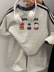 Childrens Summer Casual Cotton Two-Piece Set Three Bars Trendy Brand Pure Cotton T-Shirt Half Sleeve Leisure Childrens Wear