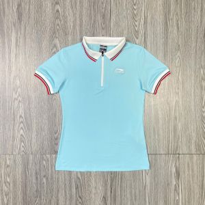 Áo thun nữ tập gym yoga pickleball cầu lông tennis cổ trụ dệt sọc tay ngắn thun poly co giãn 4 chiều BINSPORTS A328