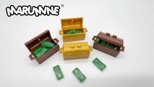 Marumine Tile 1x2 US Dollar Money Cash Treasure Box Compatible 3069bpx7 MOC Brick Pirate Mini Person Model Assembly Kit Block