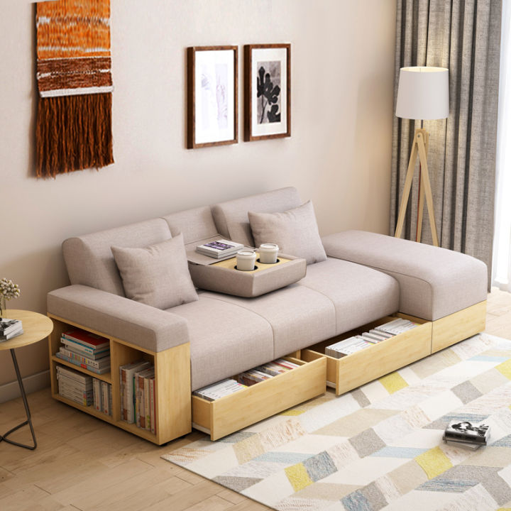 Hong Kong Small Apartment Fabric Sofa Living Room ThreePerson