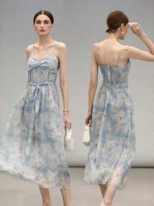 COCO BELLA | Design Twisted Floral Print Chiffon Strapless Dress