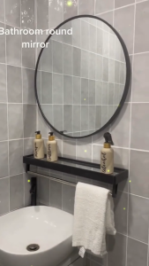 RakanKu MALAYSIA Home Ins Mirror Rubber Frame Mirror Bathroom Mirror wt Hook Dressing Mirror Entrance Mirror Round Mirror Modern Ins Mirror Cermin Bulat 圆形镜子